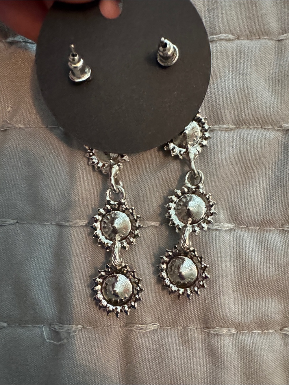 Iridescent Multi-Color Crystal Drop Earrings - Picture 3 of 3